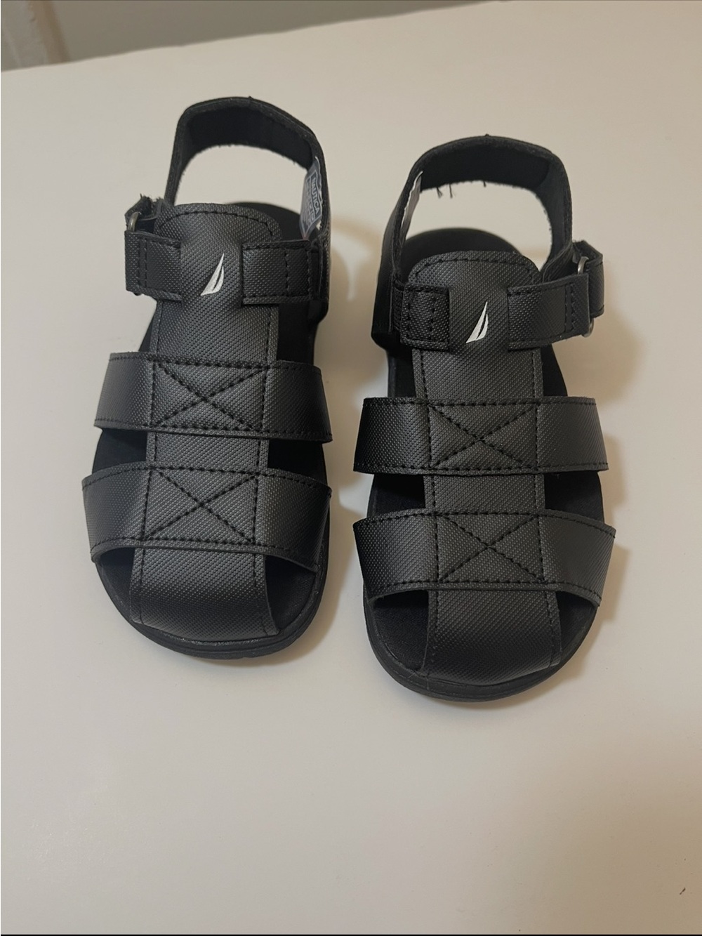 Nautica Kids Black Faux-Leather Strappy Sandals Size 10 New